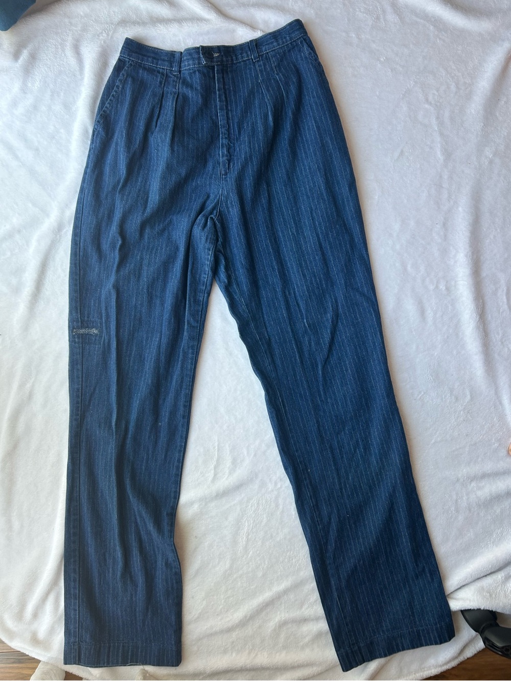Lee Women's Dark Blue Pinstripe Straight-Leg Pants